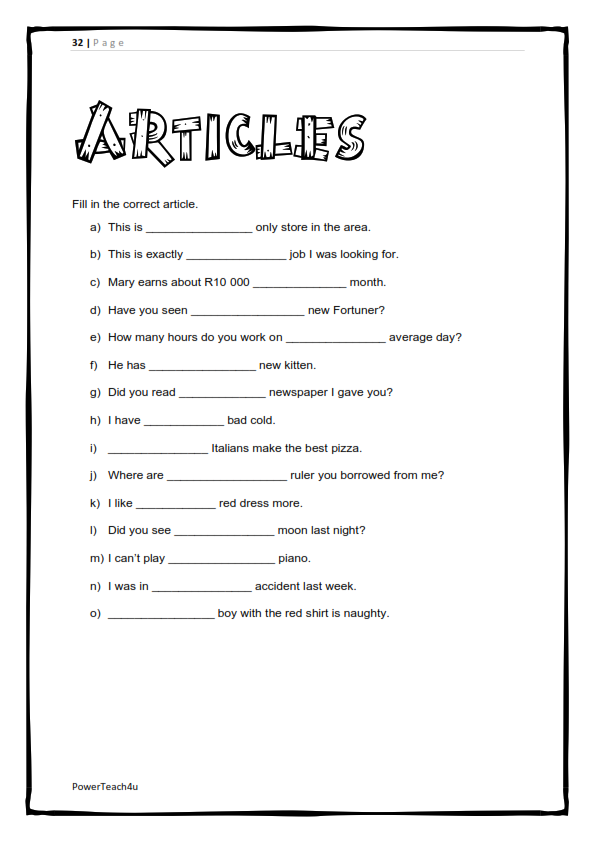 Grade 5 English FAL Term 3 -> workbook